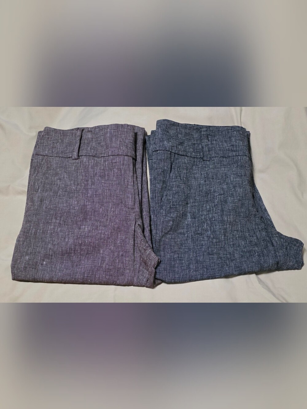 AB Studio Linen Blend Pants Set Of 2 Brown Dark Gray Straight LegWomen's Sz 12